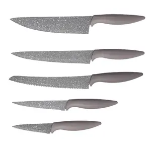 ידית צבע חום 6 יחידות סט סכיני מטבח ביתי מארז מתנה סט סכיני מטבח עם ידית PP
