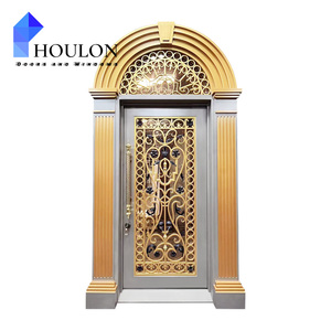 Portes <span class=keywords><strong>d</strong></span>'<span class=keywords><strong>entrée</strong></span> modernes en fer forgé noir, simples ou doubles, avec arche, pour maison, résistantes aux intempéries et sécurisées, style français - Product Image 4