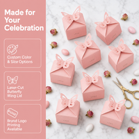 Boîte à bonbons jetable créative en forme de papillon, fond carré creux, en carton nacré, pour chocolats et confiseries, vente en gros