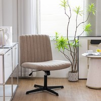 Chaise de bureau ergonomique confortable, pivotante et réglable, avec base en fer à quatre pattes - Design léger et luxueux à jambes croisées