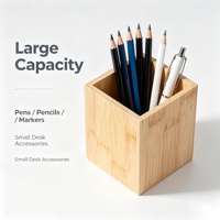 Porte-stylos en bambou carré, porte-stylos de bureau, organisateur de bureau en bambou naturel pour la papeterie de bureau