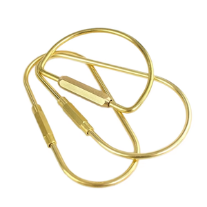 Anello portachiavi in ottone di forma ovale <span class=keywords><strong>da</strong></span> 60mm 87.5mm in oro con chiusura a vite esagonale portachiavi portachiavi in ottone resistente stile semplice portachiavi per auto - Product Image 1