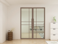 Porte à double pivot, design français de luxe, porte en verre pivotante en acier avec quincaillerie en acier
