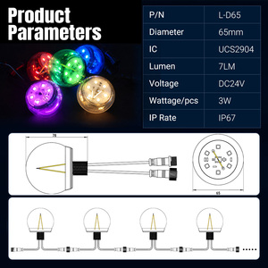 Luz <span class=keywords><strong>de</strong></span> Punto <span class=keywords><strong>de</strong></span> Filamento RGBW <span class=keywords><strong>de</strong></span> 65 mm, DC24V, UCS2904, 360 Grados, IP67, para Parques <span class=keywords><strong>de</strong></span> <span class=keywords><strong>Atracciones</strong></span>, Ferias, Decoración Navideña - Product Image 2