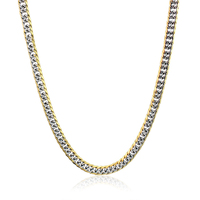 Colliers ras de cou minimalistes en acier inoxydable, chaîne cubaine de 6 mm, mode, deux tons, colliers, bracelet, ensemble de bijoux, plusieurs longueurs