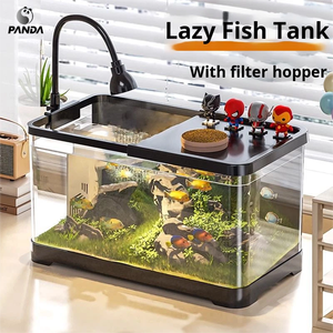 Fornitura Diretta dalla Fabbrica Nuovo Set Completo per Paesaggistica Domestica Piccola Vasca per Pesci Ecologica in Plastica Trasparente con Coperchio per Tartarughe da Scrivania - Product Image 4