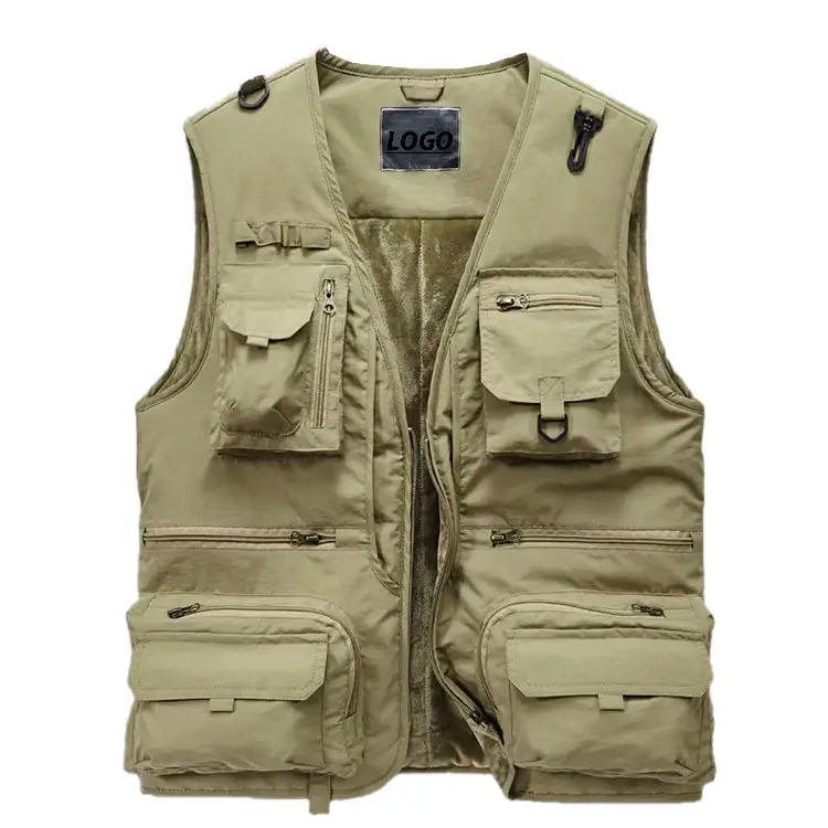 Wholesale Custom Logo Men's Mesh Multi Pocket Vest Fishing Photography Waistcoat Overcoat Clothing Outdoor Utility Vests For Men