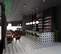 Comptoir Bar Commercial Moderne avec Étagères pour Bouteilles de Vin et Cigares, Présentoir pour Boissons, Table et Chaises pour Restaurant, Salon, Centre Commercial et Hôtel