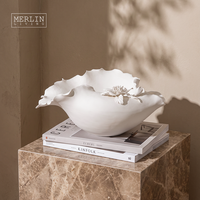 Mangkuk Buah Keramik Buatan Tangan Merlin Living, Piring Cokelat Dekorasi Rumah Modern Motif Bunga, Pabrik Keramik Chaozhou OEMODM