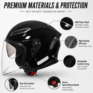 Casco Moto Aperto Omologato DOT 3/4 Retrò <span class=keywords><strong>Vespa</strong></span> Mezzo Casco con Doppia Visiera per Ciclomotore Cruiser - Product Image 4