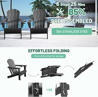 US STOCK Lot de 2 chaises Adirondack modernes en HDPE, pliantes et durables, avec porte-gobelets, pour terrasse, pont et foyer - Gris