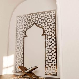 Art mural islamique Mihrab, grand panneau décoratif en bois marocain, décoration du Ramadan, cadeau pour la salle de prière musulmane, Eid Mubarak - Product Image 3