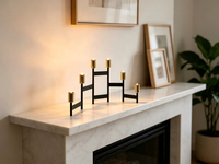 Candélabre pliable en métal à 6 bras, noir et or, porte-bougie conique, petit volume d'emballage, décoration de centre de table pour mariage, maison, fête