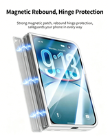 Étui de luxe en cuir avec support magnétique, charnière à ressort et protection d'écran intégrale anti-chute pour iPhone Duo