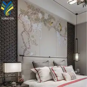 YKEAX 323 الحديثة Chinoiserie جدارية الديكور الخلابة الأزهار 3D الصين الطيور خلفية زهرة ل جدار