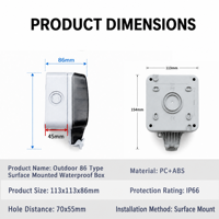 IP66 Dereceli 13 Amper Çift Prizli Hava Koşullarına Dayanıklı Dış Mekan Priz, İngiliz/Çin/Avustralya Fişleriyle, ABS Malzemeli