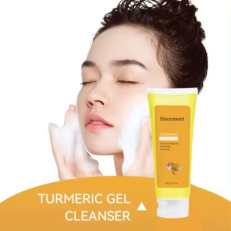 Nettoyant visage marque privée traitement de l'acné blanchissant curcuma nettoyage en profondeur des Pores 120g sec gras visage tous types nettoyant pour la peau