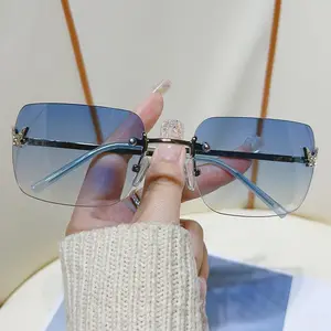 2024 New Frameless Sunglasses For Women European American Y2K Retro Style With Personalized Butterfly Studded Diamond Design