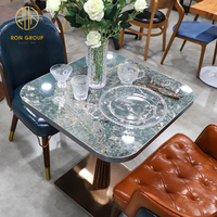 Table à café carrée de luxe, mobilier moderne et personnalisé, table à manger, café, pierre, ardoise, tables de restaurant