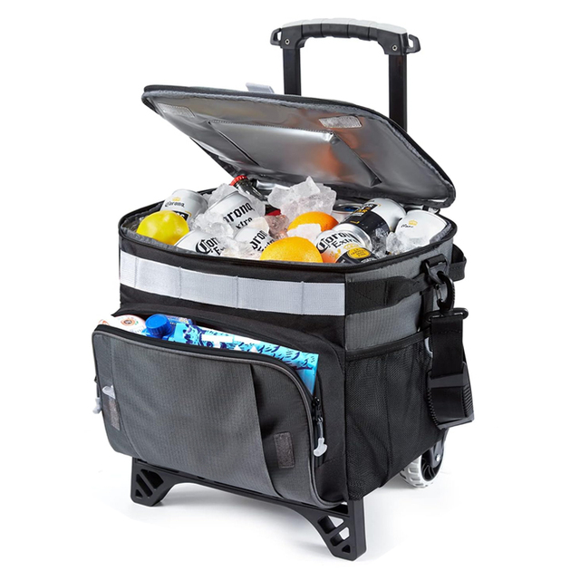 50-can Collapsible Rolling Can Cooler Leakproof extra Large Insulated Cooler Bags with Wheel for Camping Beach Travel