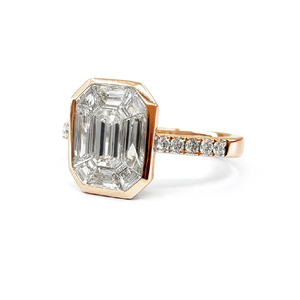 Sur mesure nouveau Style meilleure qualité platine 950 or rose diamant naturel octogone mince cluster anneaux pour femme - Product Image 2