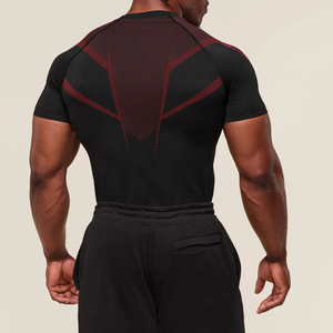 Camiseta Deportiva de Manga Corta para Hombre, de Secado Rápido, Estampada, Elástica, Transpirable, de Poliéster y Seda de Leche, para Levantamiento de Pesas y Fitness - Product Image 4