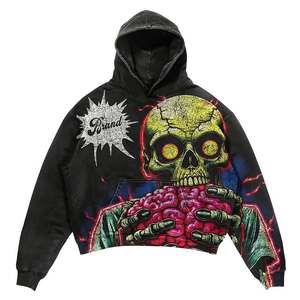 Felpe Streetwear da uomo <span class=keywords><strong>con</strong></span> <span class=keywords><strong>scheletro</strong></span> Vintage di alta qualità stampate felpe da uomo Acid Wash ricamate felpe <span class=keywords><strong>con</strong></span> cappuccio - Product Image 3