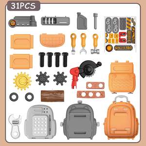Sac à dos 2-en-1 facile et détachable pour enfants Carpenter & Engineer Role-Play Set <span class=keywords><strong>avec</strong></span> 31 accessoires de simulation en plastique pour garçons - Product Image 2