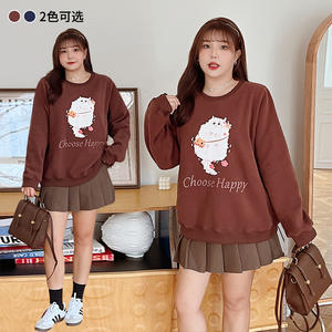 เสื้อสเวตเชิ้ตผ้าฟลีซลายการ์ตูนสำหรับผู้หญิงรุ่น N8559 คอกลม แขนยาว ไซส์พลัส พร้อมป้ายยี่ห้อ - Product Image 2