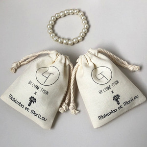 Wholesale Natural Custom Logo Printed Cotton Linen <b>Drawstring</b> <b>Bag</b> <b>Makeup</b> Brush Earphone Perfume Storage Cotton Sachet - Product Image 4