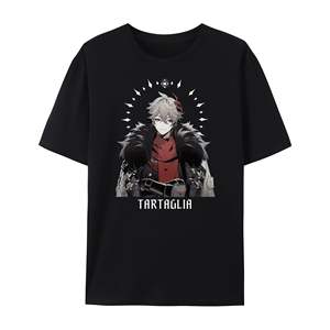 T-shirt unisexe en coton tricoté surdimensionné imprimé personnalisé pour la série Eleven Fatui Harbingers, respirant et infroissable - Product Image 5