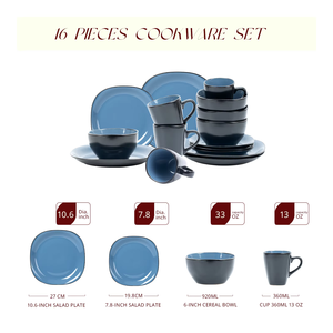 ชุดอาหารเซรามิกสโตนแวร์ 16 ชิ้น ลดราคาพิเศษ เป็นมิตรกับสิ่งแวดล้อม พร้อมเคลือบสีสันสวยงาม สำหรับโรงแรม ร้านอาหาร บ้าน งานเลี้ยง งานแต่งงาน - Product Image 2