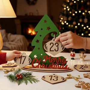 Christmas Tree Countdown <b>Calendar</b> Wooden Advent <b>Calendar</b> Tabletop Holiday Decoration Reusable Festive Home Decor - Product Image 1