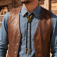 Lot de 4 cravates Bolo Western vintage avec pendentifs en alliage (taureau, crâne, loup, aigle, cigale) et cordon réglable en cuir PU pour hommes et femmes