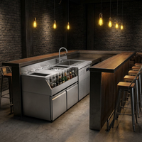 Évier de bar en acier inoxydable 201 OEM ODM avec rinçateur de verres, mode éco, équipement de bar économe en énergie pour professionnels