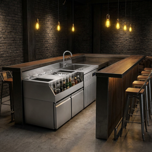 Évier de bar en acier inoxydable 201 OEM ODM avec rinçateur de verres, mode éco, équipement de bar économe en énergie pour professionnels - Product Image 2