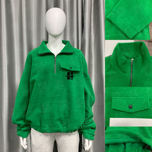 Sudadera polar de mujer con cuello alto, dobladillo ajustable, manga larga, bordado personalizado, cremallera 1/4 y cordón, venta al por mayor - Product Image 4