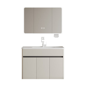 Nouvelle armoire de salle de bain de luxe blanche sur pied avec lavabo intégré en céramique et meuble vasque combiné - Product Image 5
