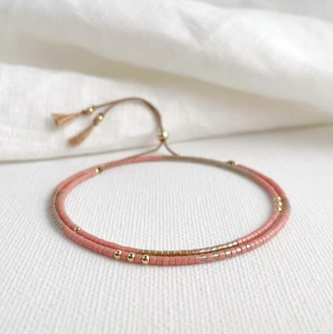 Vintage Bohemian Knotted Beaded Bracelet Natural