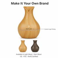 Mini humidificateur à grain de bois 130 ml, LED 7 couleurs, brume continue, bouton tactile, huile essentielle aromatique, USB, CE, FCC, RoHS