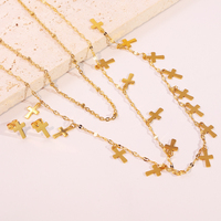 Parure de bijoux GOODLUCK tendance en acier inoxydable plaqué or 18 carats avec zircon personnalisé, boucles d'oreilles et collier pour femmes et jeunes filles, idéale pour les mariages