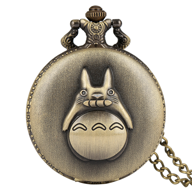 Japan Anime Cartoon Design Antique Pocket Watch Bronze Necklace Pendant Timepiece Clock with Chain for Gift