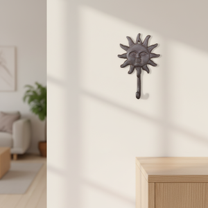 Crochets muraux décoratifs <span class=keywords><strong>vintage</strong></span> en fonte soleil et lune pour manteau, écharpe, sac, serviette, clé, casquette - Product Image 4