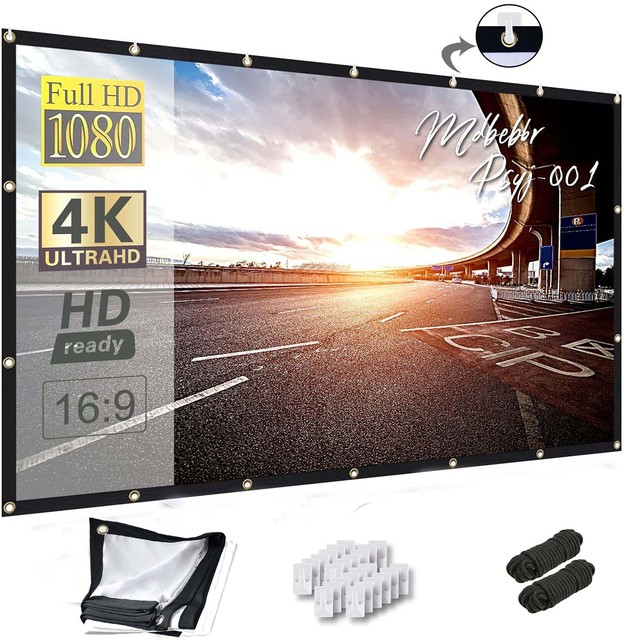 Outdoor Indoor Support Double Sided Projection Silk Anti-Crease 16:9 120" White Wall-Mounted Portable Projector Screens