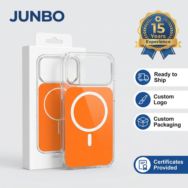 JUNBO Acrylic Clear Colorful Shockproof Magnetic Phone Case for iPhone 18 18 Pro 17 16 15 14 13 Box Packing Protective Cover