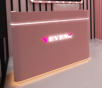 Meishi High-End Kapperszaak Receptie Balie Voor Schoonheidssalon In Roze Met Led Verlichting