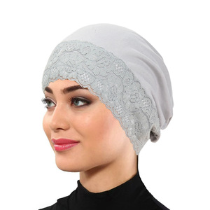 HZM-26076 Bonnets intérieurs pour hijab, couleur unie, pour femme musulmane du Moyen-Orient, sous-<span class=keywords><strong>bonnet</strong></span> hijab simple en dentelle de couleur unie - Product Image 5