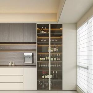 Two-Tone Modern Dining <b>Sideboard</b> - LED <b>Display</b> Nook & Wine Storage, Collectible+Beverage Organizer for Luxury Living-Kitchen - Product Image 5