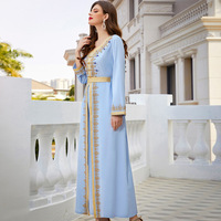 X-3 été islamique caftan couleur unie à manches longues élégant Abaya femmes robe musulmane