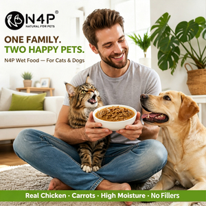 N4P <span class=keywords><strong>Cibo</strong></span> <span class=keywords><strong>Umido</strong></span> <span class=keywords><strong>per</strong></span> <span class=keywords><strong>Cani</strong></span> e Gatti, Pollo Sfilacciato e Carota, 78% di Umidità, Senza Cereali, <span class=keywords><strong>per</strong></span> Tutte le Fasi della Vita, Produttore OEM di Alimenti Umidi <span class=keywords><strong>per</strong></span> Animali - Product Image 5